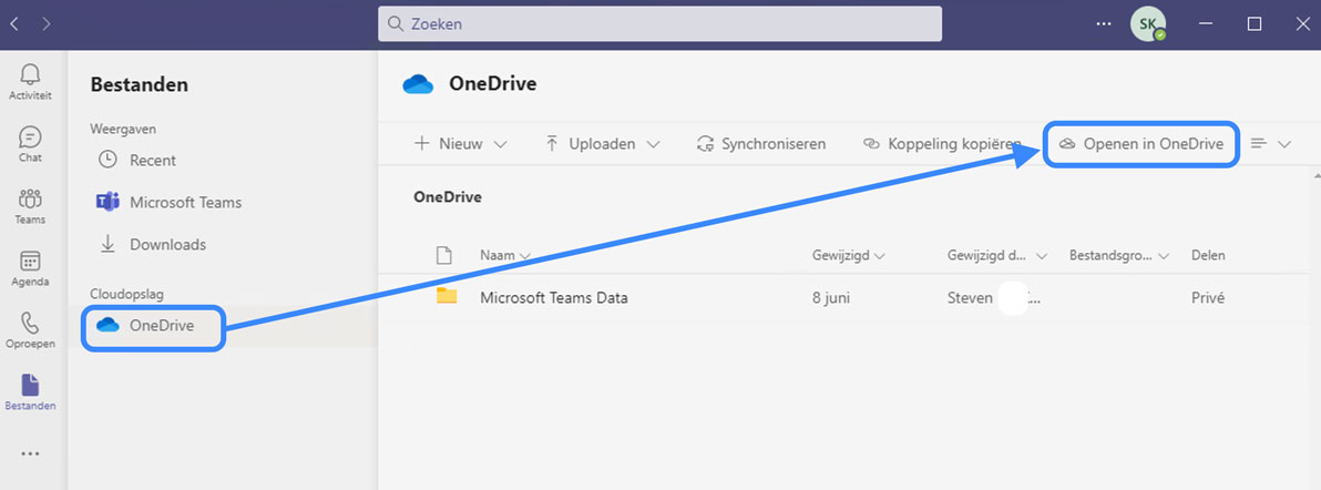 Herstel verwijderde persoonlijke documenten via OneDrive voor Bedrijven Stap 1